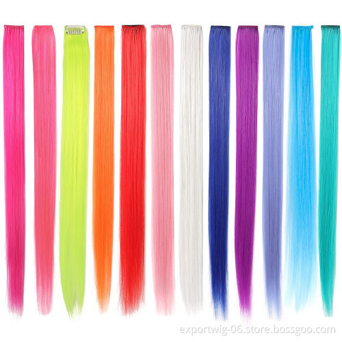 Clip Hair Extensions Clip Ponytail Hair Accessories Party Highlights Streak Straight Synthetic Fiber Hairpieces Blonde Purple